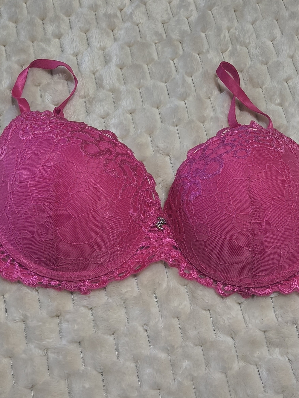 Juicy Couture Hot Pink Lace Push-Up Bra